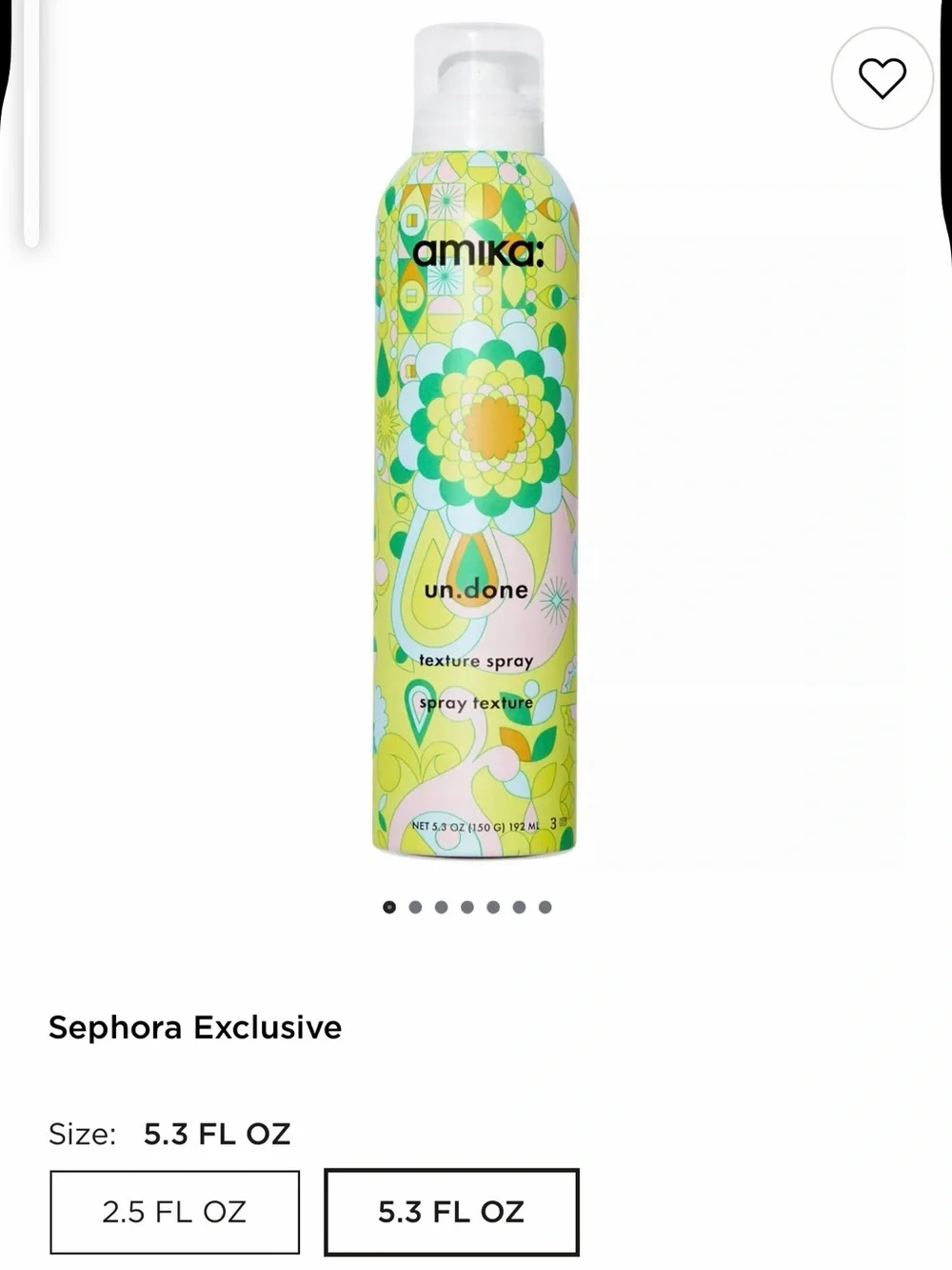 amika texture spray in yellow and green floral can